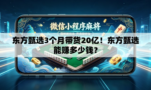 东方甄选3个月带货20亿！东方甄选能赚多少钱？