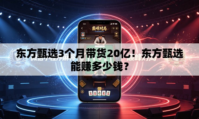 东方甄选3个月带货20亿！东方甄选能赚多少钱？