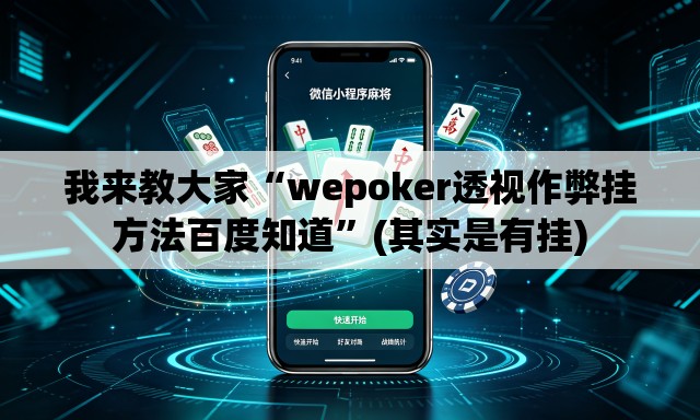 我来教大家“wepoker透视作弊挂方法百度知道”(其实是有挂)