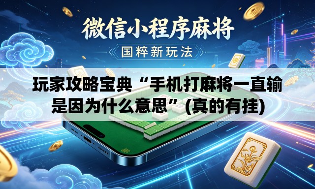 玩家攻略宝典“手机打麻将一直输是因为什么意思	”(真的有挂)
