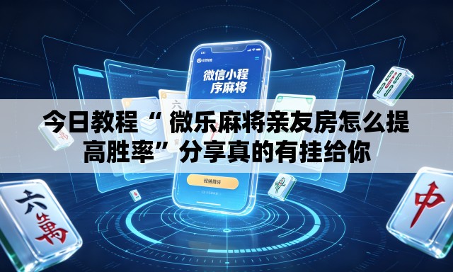 今日教程“ 微乐麻将亲友房怎么提高胜率”分享真的有挂给你