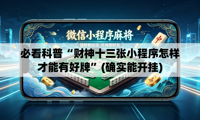 必看科普“财神十三张小程序怎样才能有好牌”(确实能开挂)