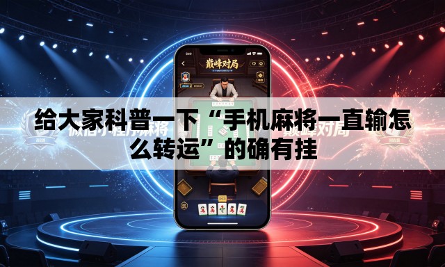 给大家科普一下“手机麻将一直输怎么转运”的确有挂