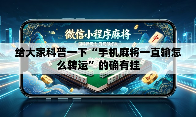 给大家科普一下“手机麻将一直输怎么转运	”的确有挂