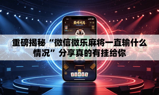 重磅揭秘“微信微乐麻将一直输什么情况	”分享真的有挂给你
