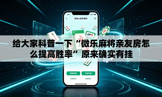 给大家科普一下“微乐麻将亲友房怎么提高胜率	”原来确实有挂