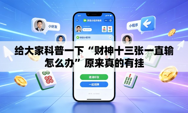 给大家科普一下“财神十三张一直输怎么办”原来真的有挂