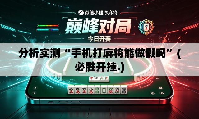 分析实测“手机打麻将能做假吗	”(必胜开挂.)