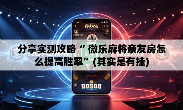 分享实测攻略“ 微乐麻将亲友房怎么提高胜率”(其实是有挂)