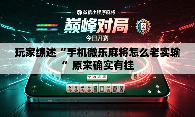 玩家综述“手机微乐麻将怎么老实输	”原来确实有挂