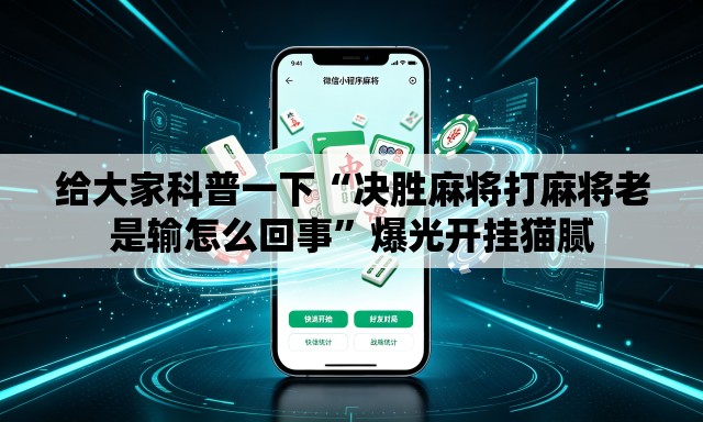 给大家科普一下“决胜麻将打麻将老是输怎么回事”爆光开挂猫腻