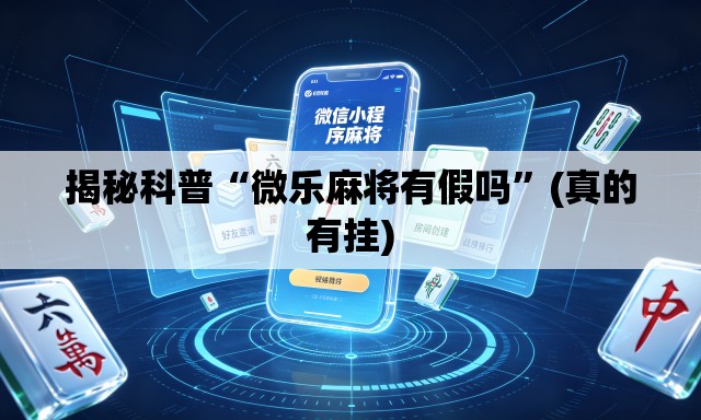 揭秘科普“微乐麻将有假吗	”(真的有挂)