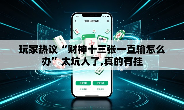 玩家热议“财神十三张一直输怎么办	”太坑人了,真的有挂